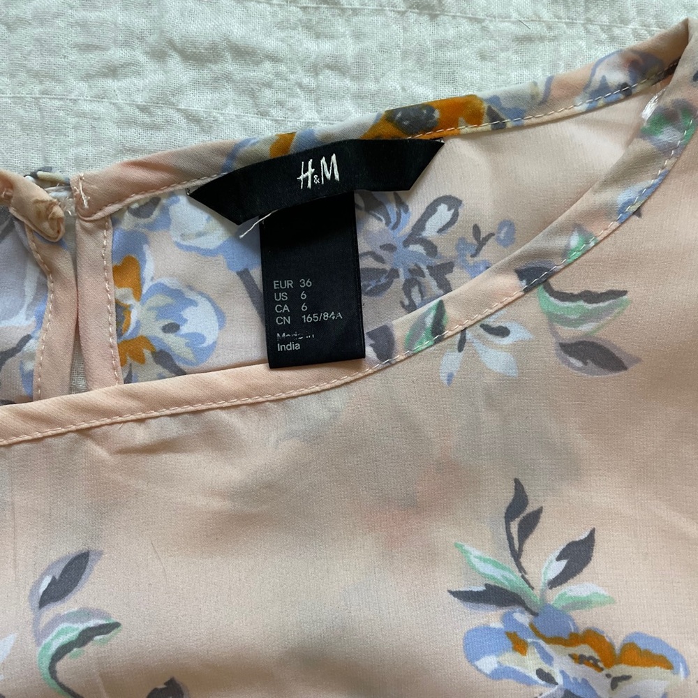 H & M peach floral knee length dress